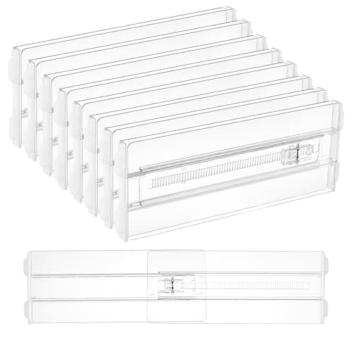 Vtopmart Lot de 8 séparateurs de tiroir pour vêtements, réglables de 4" de haut, extensibles de 10,2" à 16,5", organisateur de tiroir de commode, commode en plastique transparent...
