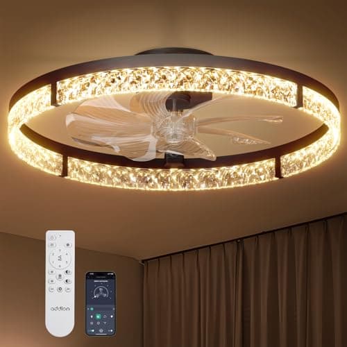 Ventilateurs de plafond addlon avec lumières et télécommande, ventilateurs de plafond à profil bas de 24 pouces, ventilateur LED moderne à encastrer à intensité variable 3000-6000K, plafond Fandelier...