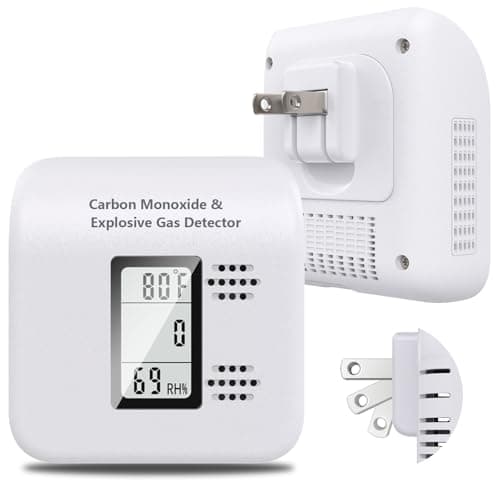 Détecteur de fuite de gaz naturel et détecteurs de monoxyde de carbone améliorés 4 en 1, détecteurs de monoxyde de carbone à brancher avec moniteur de température et d'humidité CO...