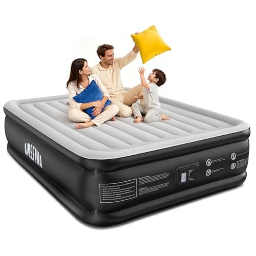 Matelas pneumatique Airefina Queen avec pompe intégrée, matelas gonflable de 16 po pour les invités à la maison ou en voyage, matelas gonflable durable...