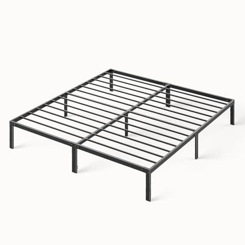 Cadre de lit Queen Size Sweetcrispy, cadres de lit à plateforme en métal, sommier avec support à lattes en acier, aucun sommier tapissier nécessaire, espace de rangement sous...