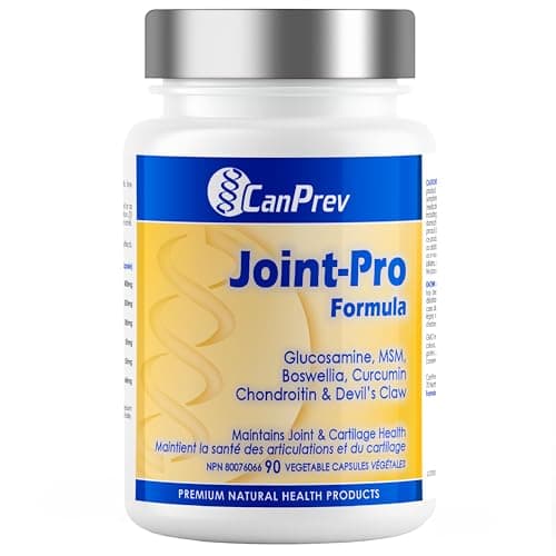 Formule CanPrev Joint-Pro, 90 gélules - Glucosamine, Chondroïtine, MSM, Boswellia, Griffe du Diable et Curcumine, Soutenir la flexibilité des articulations et maintenir...