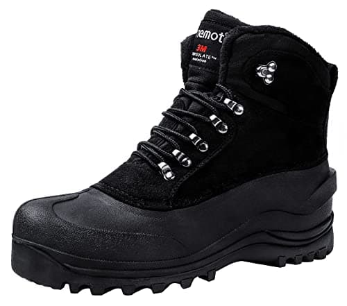 riemot Bottes de neige imperméables et chaudes doublées de fourrure pour homme et femme - Chaussures de neige antidérapantes à la cheville - Noir EU 39