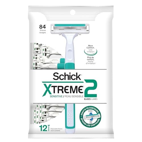Rasoir jetable Schick Xtreme 2 lames pour hommes, peau sensible, paquet de 12