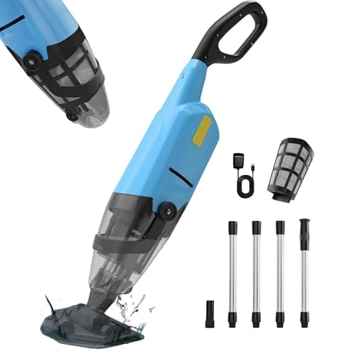 Piscine hors sol sous aspirateur de piscine Hushlight – Autonomie de 60 minutes et poteau en aluminium de 7,5 pieds, aspiration puissante, piscine rechargeable portative sans fil légère...