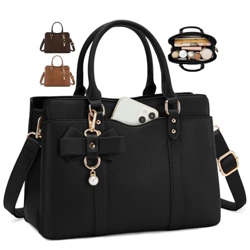 RAINSMORE Purses for Women Waterproof Top-Handle Handbags Fits 10.9-Inch IPad Soft PU Leather Purses for Women Ladies Shoulder Purses