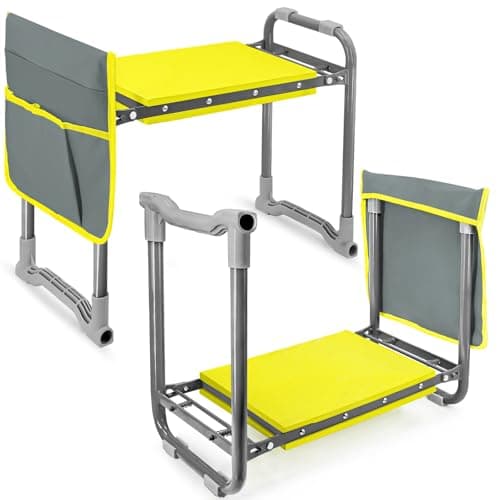 Wurzberge Tabouret de jardin pliable et genouillère, genouillère et siège de jardin robustes, dispositif d'agenouillement pour le jardinage, les jardiniers et les personnes âgées (gris)