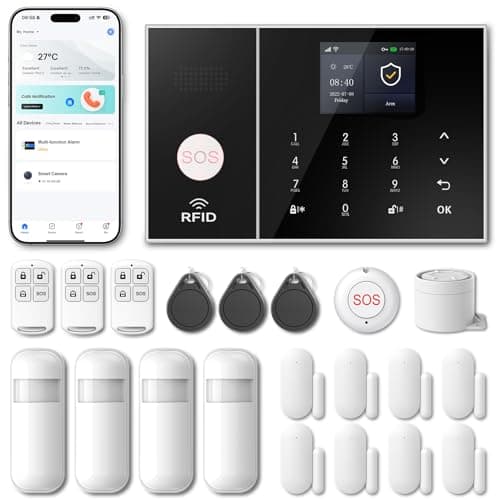 Systèmes de sécurité domestique PCST pour la maison, système d'alarme pour la sécurité domestique, kits de 21 pièces, alertes d'application, alarme WiFi, compatible avec Alexa et Google...