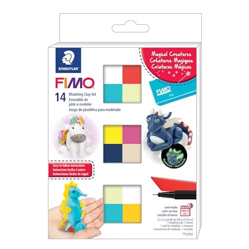 Staedtler FIMO soft Polymer Clay - Argile de cuisson au four pour bijoux, sculpture, artisanat, 12 couleurs assorties, couleurs de créatures magiques, 8023 C14-M