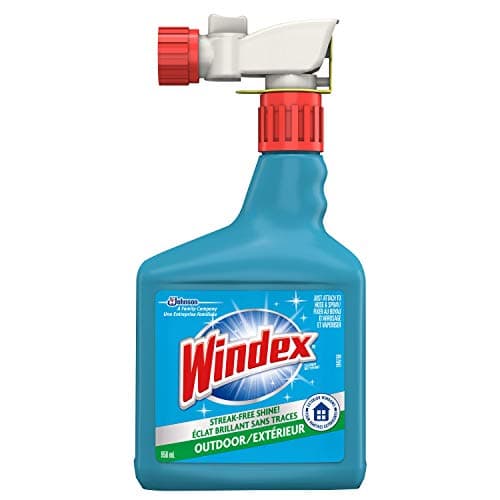 Windex Nettoyant extérieur pour fenêtres, vitres et terrasses, sans traces, élimine la saleté et la crasse, spray brillant pour nettoyage de surface, 950 ml