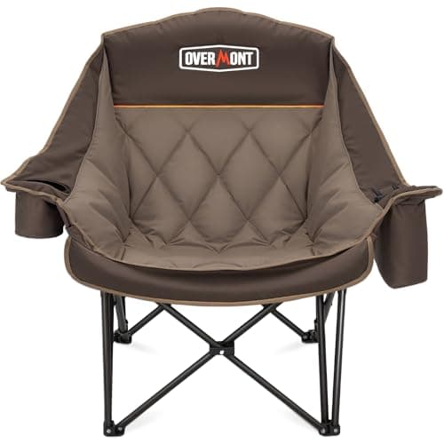 Overmont Full Padded Camping Chair - Oversized Folding Camping Couch for Adults - Heavy Duty Portable Camp Lawn Chair with Cup Holder Mesh Storage...