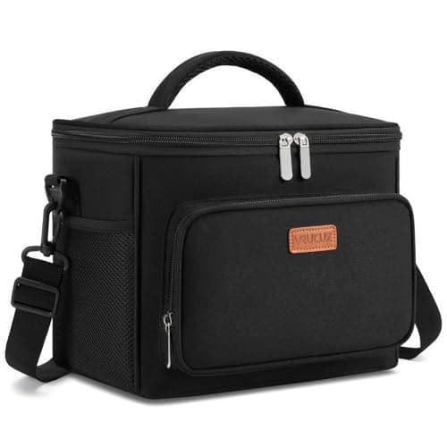VRUCUZ Sac à lunch pour hommes, boîte à lunch isolée de 10 L pour adulte, sacs à lunch réutilisables pour le travail, sac isotherme thermique de 14 canettes avec bandoulière réglable...