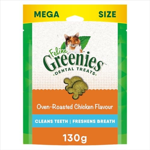 GREENIES Feline Cat Treats Adult Natural Dental Care, Oven Roasted Chicken Flavour, 4.6oz. Pouch