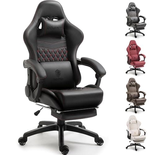 Chaise de jeu Dowinx grande et haute, chaise d'ordinateur ergonomique avec repose-pieds et support lombaire de massage, chaise de joueur confortable à dossier haut pour adultes...