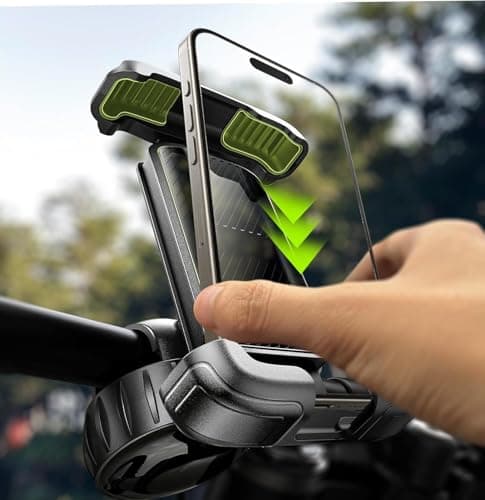 Support de téléphone portable pour moto LISEN [Opération à une main] Support de support de téléphone portable pour vélo, accessoires de guidon de moto et de sports motorisés pour...