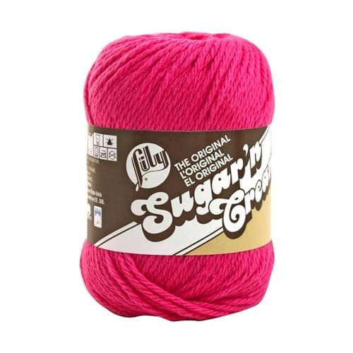 Lily Sugar 'N Cream The Original Solid Yarn - (4) Medium Gauge 100% Cotton - 2.5 oz - Hot Pink - Machine Wash & Dry