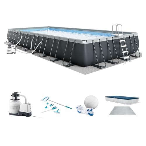 INTEX 26377EH Ultra XTR Deluxe Rectangular Above Ground Swimming Pool Set: 32ft x 16ft x 52in – Includes 2650 GPH Sand Filter Pump – Saltwater...