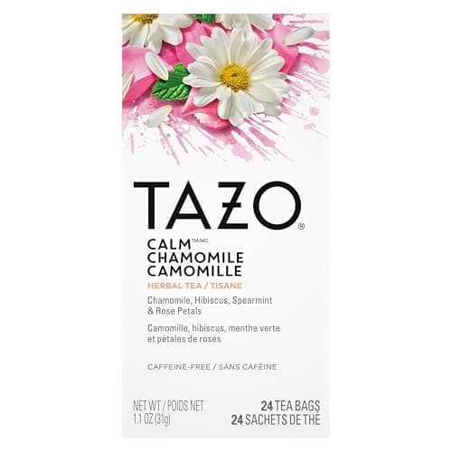 TAZO Calm Chamomile Herbal Tea Bags - 20 Count (Pack of 1), Caffeine Free, Relaxing, Soothing, Calming , Floral, Natural, Bedtime