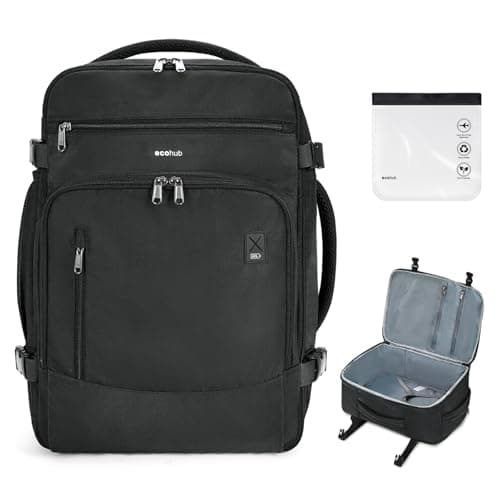 ECOHUB Sac à dos de voyage pour homme, sac à dos pour bagage à main 30 L, sac approuvé par le vol, sac à dos pour ordinateur portable 15,6", sac de voyage résistant à l'eau pour articles personnels...