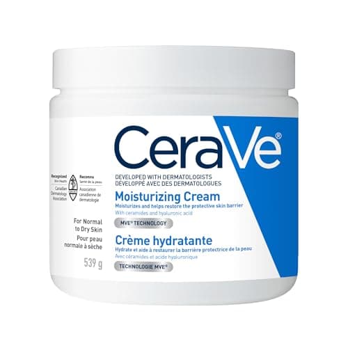 CeraVe Moisturizing Cream, Daily Face, Hands, & Body Cream Moisturizer for Dry Skin With Hyaluronic Acid and Ceramides for Women and Men. Sensitive...
