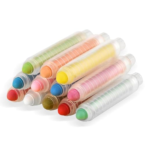Craie colorée sans poussière pour bureau, 12 pièces, avec 12 porte-craies, pour crayons, tableau noir, dessin, écriture, trottoir, enseignants ou salle de classe