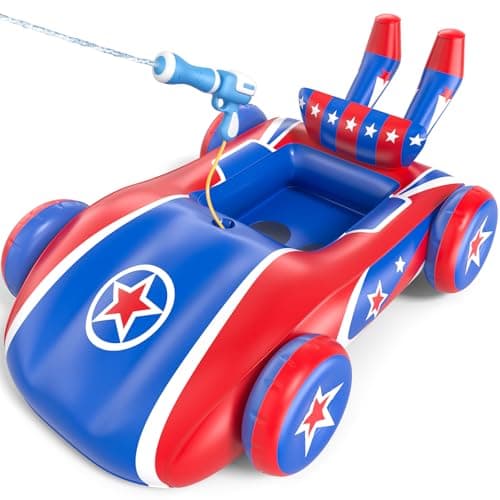 ASDGZD Pool Floats for Kids with Water Gun, Car Toddler Inflatable Pool Toys for Kids Age 3-8 Years Old, Summer Outdoor Water, Beach, Swimming Pool...