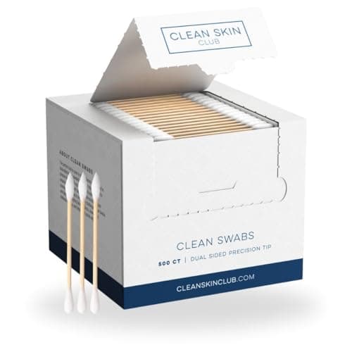Écouvillons propres Clean Skin Club | 500CT | Un bout pointu | Biodégradable + Coton Biologique & Bambou | Retouches maquillage et vernis à ongles | Sans chlore et...