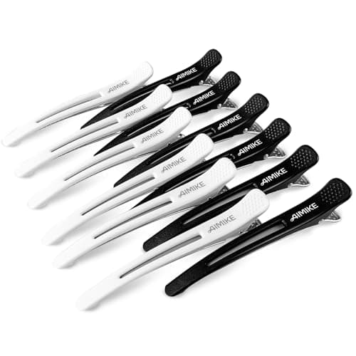 AIMIKE Lot de 12 pinces à cheveux pour coiffer et sectionner – Antidérapantes avec bande en silicone, sans trace pour cheveux épais et fins – Salon professionnel