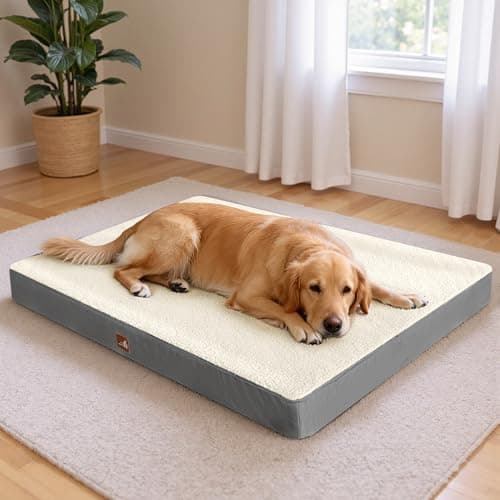UPVILLA Extra Large Waterproof Dog Bed - Orthopedic Support & Egg Crate Foam Dogs Mat, Soft & Cozy Dog Crate Pad with Non-Slip Bottom & Machine...