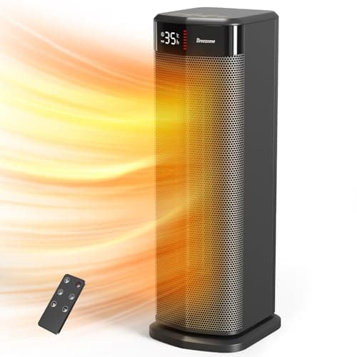 BREEZOME Space Heaters for Indoor Use, 1500W Fast Heating Electric Heater with Thermostat & Remote, 24H Timer, 90°Oscillating PTC Ceramic Heater,...