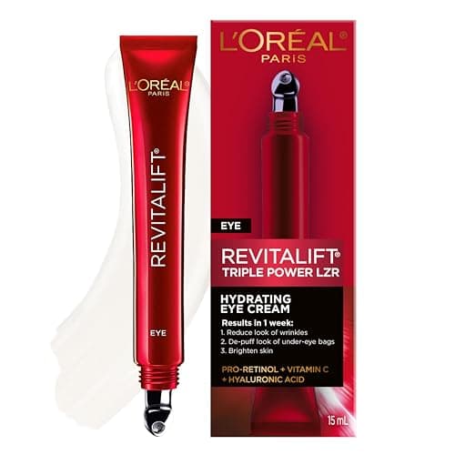 L’Oréal Paris Eye Cream For Wrinkles, with Hyaluronic Acid, Vitamin C, Under Eye Cream to Reduce Look of Wrinkles and Under-Eye Bags, Revitalift...