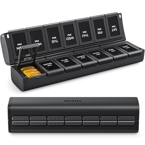 AUVON Innovative Foldable Weekly Pill Organizer Morning Evening with Large Capacity, Pill Case 7 Day AM PM with Dual Protection, User-Friendly...