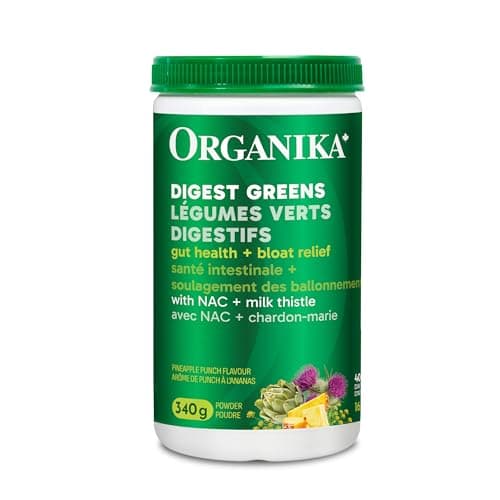 Organika Canadian-Made Digest Greens for Gut Health + Bloat Relief- Organic Greens Powder with NAC and Milk Thistle- Detox, Antioxidants, Digestion...