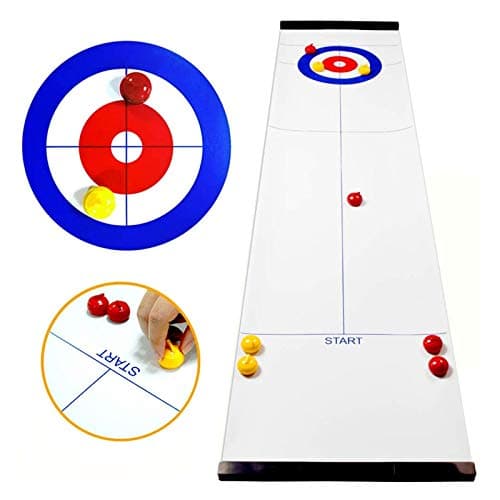 Tabletop Curling Game for Adults & Family Fun Indoor Sports Game Come with Tabletop Curling Stones, Easy to Set Up Table Top Curling Game Set