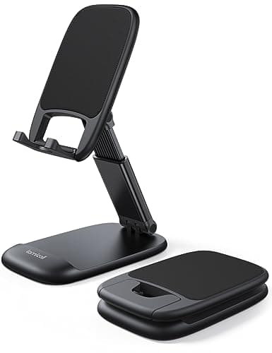 Lamicall Foldable Phone Stand for Desk - Height Adjustable Cell Phone Holder Portable Cellphone Cradle Desktop Dock Compatible with iPhone 14 15 16...
