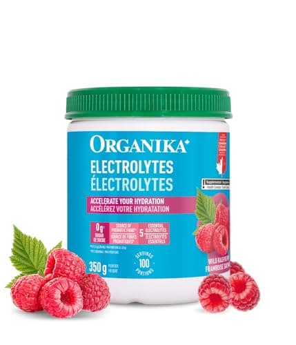 Organika Canadian-Made Electrolyte Drink Mix - Raspberry flavour- Zero Sugar, Hydration- 350 gram - 100 Servings