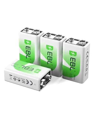 EBL 4 Pack 9V 6F22 Rechargeable Batteries 9 Volts Ni-MH 280mAh Low Self-discharged