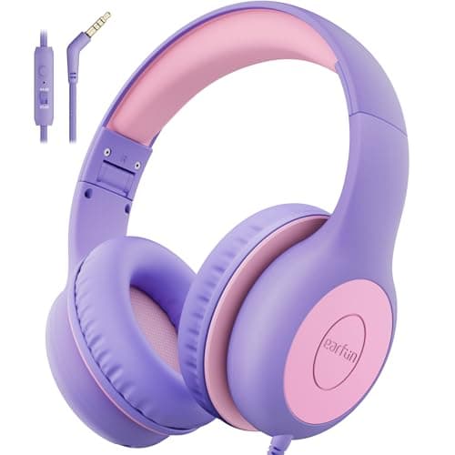 EarFun Kids Headphones Wired with Microphone, 85/94dB Volume Limit Headphones for Kids, Portable Wired Headphones with Shareport, Stereo Sound...