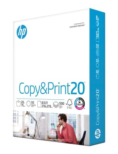 HP Printer Paper 8.5x11 Copy&Print 20 lb 1 Ream 500 Sheets 92 Bright Made in USA FSC Certified Copy Paper HP Compatible 200060R