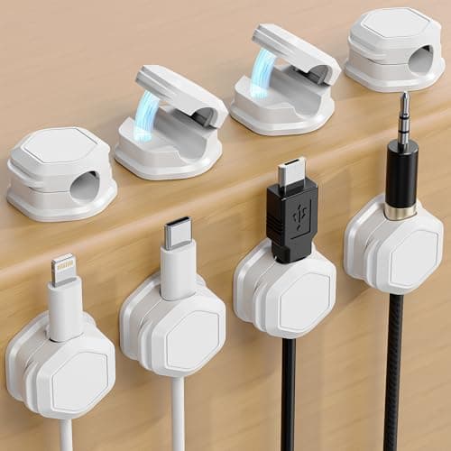 TINGHUI 8 Pack Cord Holder - Cord Organizer - Magnetic Cable Clips - Cord Organizer for Desk, Nightstand, Phone Charger, Computer, Home, Office,...