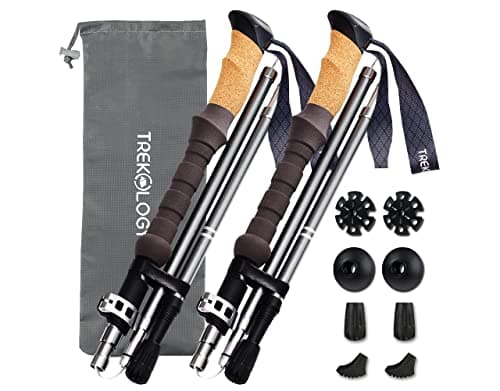 TREKOLOGY Hiking Poles Collapsible - Lightweight Walking Poles for Seniors, Women & Men, Trekking Poles Collapsible with Cork Pole Grip, Hiking Gear