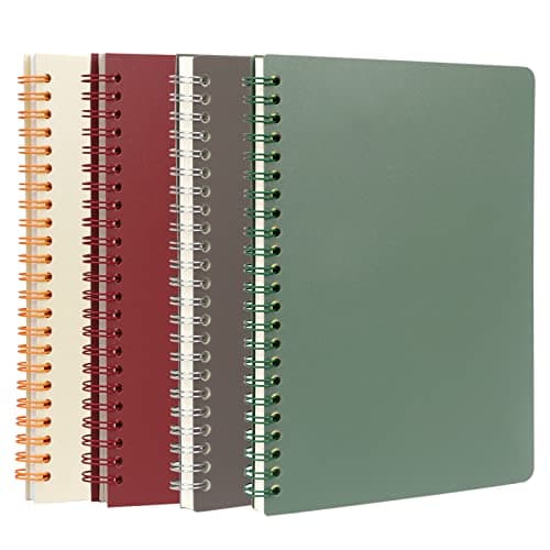 Songaa [4 Pack] Spiral Notebook, A5 Size College Ruled Notebooks, PP Hardcover Spiral Notebook Ruled Lined Journal Notebook Bulk, 80 Sheets / 160...
