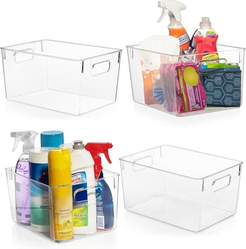 Bacs de rangement en plastique transparent ClearSpace – Organisateurs de garde-manger et conteneurs de stockage, organisateur d'armoire - Organisation de la maison...