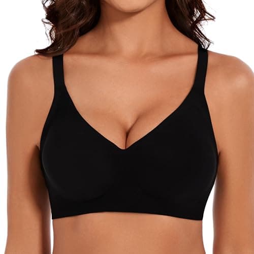 habibee Bra for Women Comfortable Wireless Seamless T-Shirt Bras No Underwire Push Up Full Coverage Bralettes, Bra Extender Black