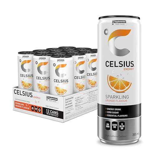 CELSIUS Orange pétillante, boisson énergisante sans sucre, 355 ml (paquet de 12)