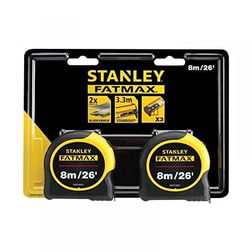 Stanley Tools FatMax Classic Tape Twin Pack 8 m (largeur 32 mm), jaune, STA581558