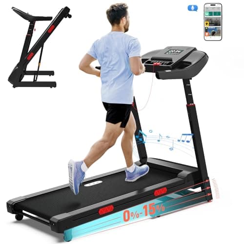 CIIHI Treadmill with Auto Incline - Adjustable Height Handrail 15% Auto Incline Treadmill with 400 lbs Capacity - Foldable Running Machine for Home...