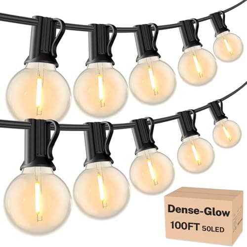 RTTY Guirlande lumineuse d'extérieur pour patio, ampoules LED G40 incassables, étanches, à intensité variable, éclairage globe connectable à suspendre pour bistro,...