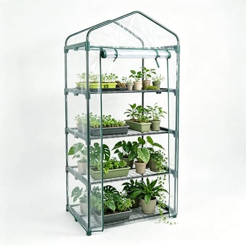 KOL 27x19x63 in PVC Cover 4-Tier Mini Greenhouse, Indoor Outdoor