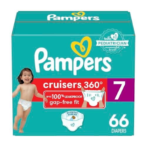 Pampers Diapers - Cruisers 360 degrees - Size 7, 66 Count, up to 100% Leakproof Fit, Designed for Active Babies, Pull On